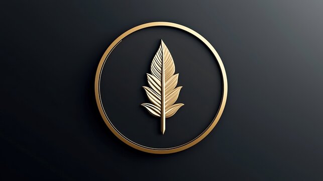 A sophisticated circular logo design that integrates a stylized book and quill, representing creativity and literature. The backdrop is a soft hue, ensuring adequate copy space for branding messages.