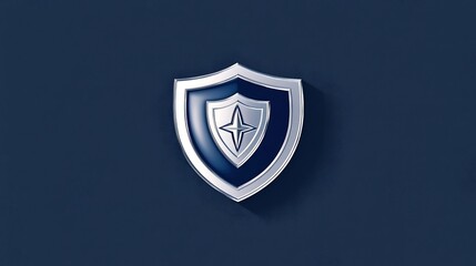 Obraz premium A powerful circular logo featuring a bold shield design at the center, embodying strength and protection for a security company. The shield is intricately detailed with a metallic finish that adds