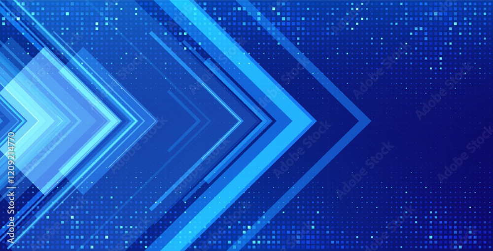 Leinwandbilder Digital Arrows Pointing To The Right. Abstract Technology Background. Hi-Tech Business Presentation Template. Vector Illustration.