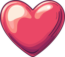 Heart symbol with glossy texture and vibrant color cartoon isolated on transparent background. Vector illustration.