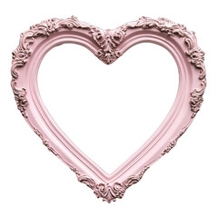 Decorative Pink heart shaped picture frame illustration on transparent background, 3d rendering