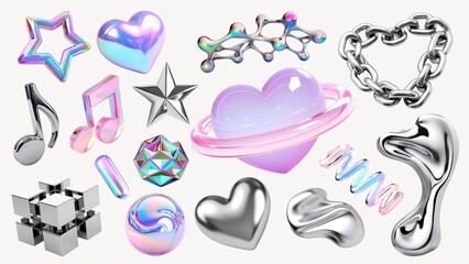 3d hologram and chrome element set