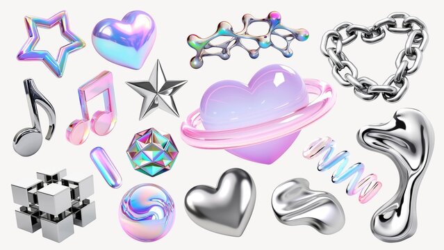3d hologram and chrome element set