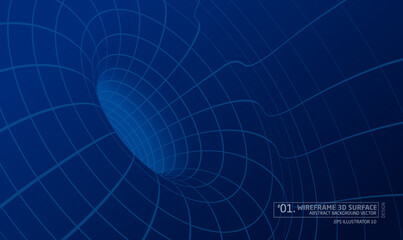 Wireframe Abstract Background 3D Vector illustration, good for futuristic theme presentation background, product background, landing page for webpage or other futuristic theme purpose.