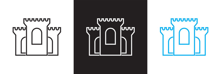 Castle icon Vector set.  isolated on white and black background. vector illustration. EPS 10