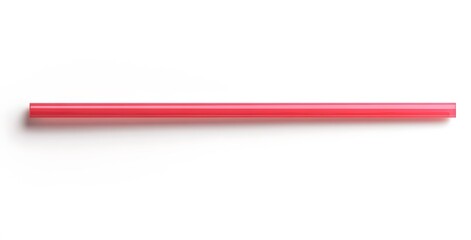 A Single Pink Plastic Straw Isolated On White