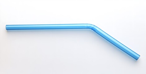 A single blue plastic drinking straw is bent