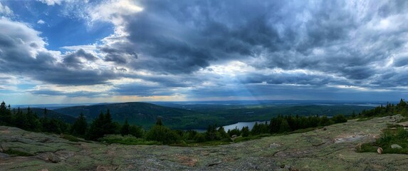 Cadillac Mountain Acadia National Park Heavens Light Sunset
