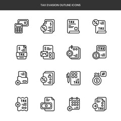 Tax Evasion Outline Icons
