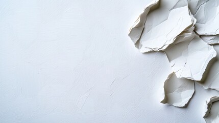A pile of crumpled white paper on a white background.