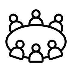 Roundtable Discussion Vector Line Icon Design