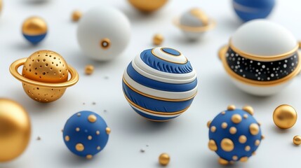 Obraz premium Decorative 3D Model of Colorful Planets and Celestial Bodies Design