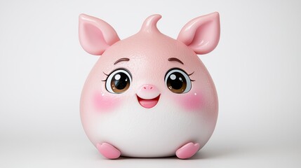Cute cartoon pig character with big eyes and friendly expression