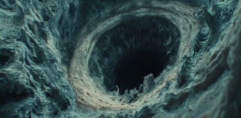 Abstract Dark Teal Swirling Cave Deep Mysterious Hole Digital Art 3D Render