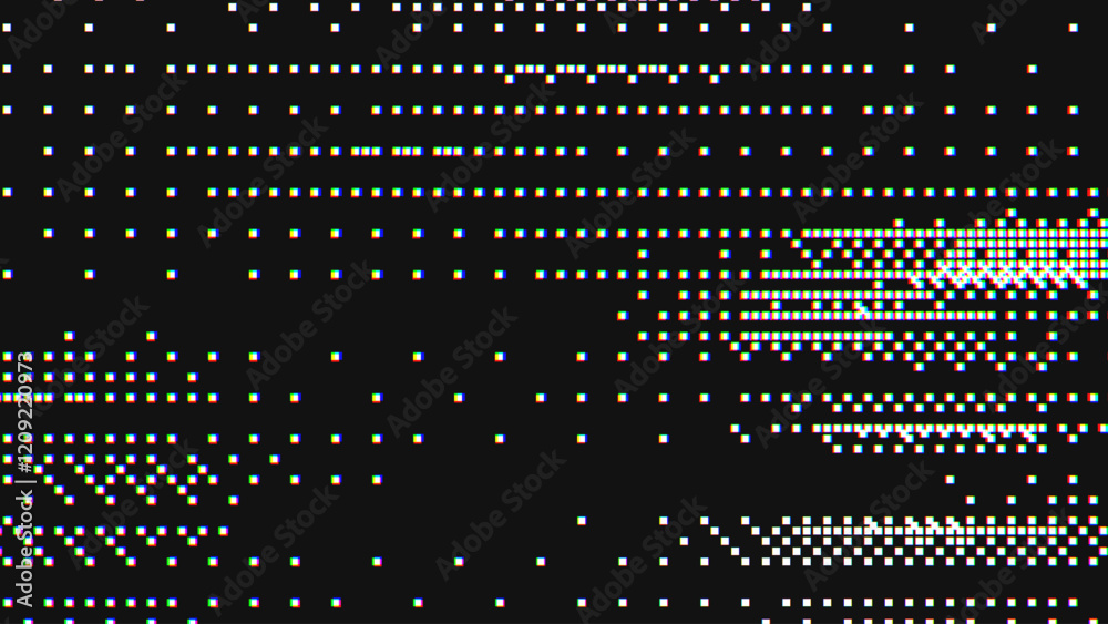 Poster colorful glitch screen effect background. abstract digital pixel dots noise glitch error. vhs crt ov