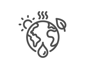 Climate change line icon. Global warming sign. Planet sustainability symbol. Quality design element. Linear style climate change icon. Editable stroke. Vector