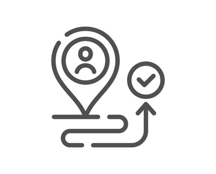 Customer service line icon. User journey sign. Business solution symbol. Quality design element. Linear style customer icon. Editable stroke. Vector