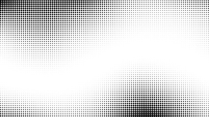Grunge Halftone Gradient Noise Background. Faded Texture. White And Black Sand Wallpaper. Retro Pixelated Backdrop. Anime Or Manga Style Comic Overlay. Vector Illustration.