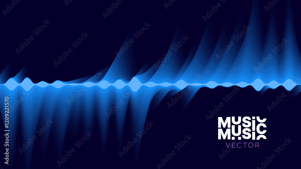 Aufkleber Abstract Blue Smooth Digital EQ Equalizer. Sound Wave Design Element. Speaking Sound Wave Vector Illustration. Artificial Intelligence AI Assistant Voice Visualization.