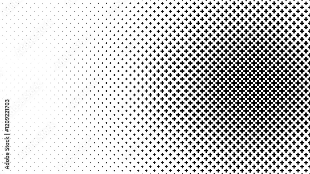 Poster Abstract Geometric Mosaic Gradient Tiles Pattern. Hipster Fashion Design Print Plus Sign Pattern. Halftone Gradient Minimal Background. Vector Illustration.