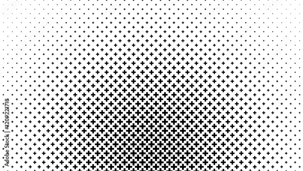 Poster Abstract Geometric Mosaic Gradient Tiles Pattern. Hipster Fashion Design Print Plus Sign Pattern. Halftone Gradient Minimal Background. Vector Illustration.