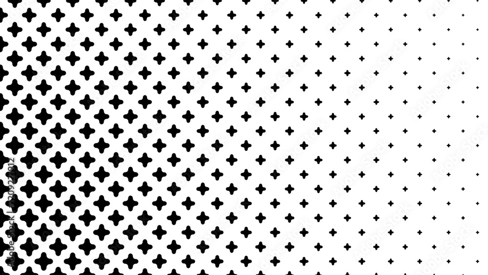 Poster Abstract Geometric Mosaic Gradient Tiles Pattern. Hipster Fashion Design Print Plus Sign Pattern. Halftone Gradient Minimal Background. Vector Illustration.