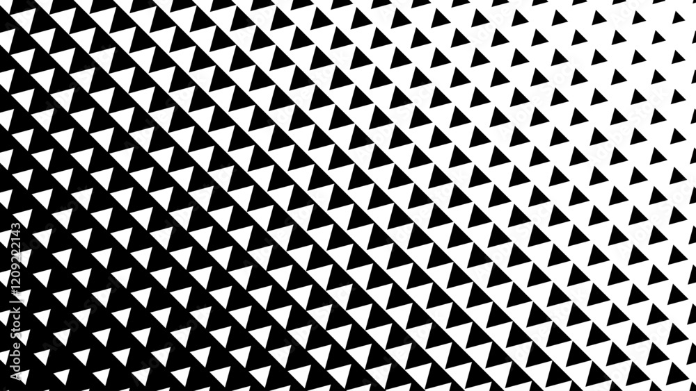 Poster Abstract Geometric Triangles Pattern. Hipster Fashion Design Print Triangle Pattern. Halftone Effect Background. Black and White Arrows Pointing Left and Right. Vector Illustration.