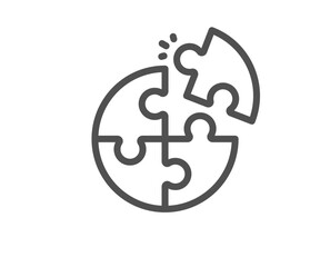 Problem solve line icon. Puzzle solution sign. Making decision symbol. Quality design element. Linear style problem solve icon. Editable stroke. Vector