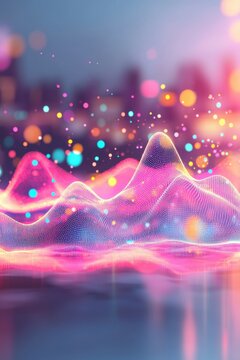 Futuristic scatter plots glowing with multi-layered analytics data