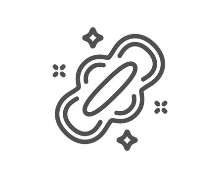 Sanitary pad line icon. Menstrual napkin sign. Female hygiene symbol. Quality design element. Linear style pad icon. Editable stroke. Vector