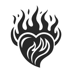 Obraz premium stylized black heart surrounded by flames, symbolizing passion, love, and intensity