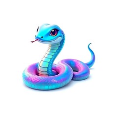 Fototapeta premium A holographic Snake Isolated on White Background