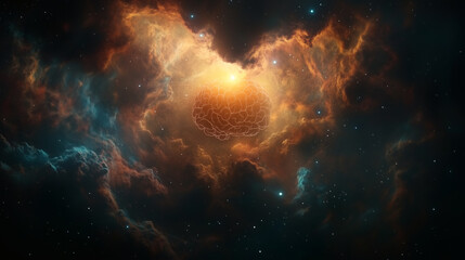 Human brain in a cosmic nebula