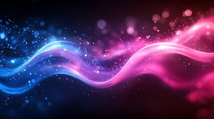 Pink blue glowing gradient wave on dark background, vibrant noise texture header, Generative AI