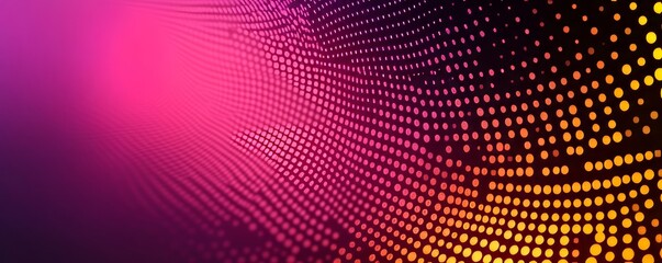 Obraz premium Yellow pink gradient circle glowing on dark grainy texture background, header design, Generative AI
