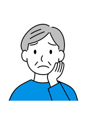 悩む年配女性のイラスト青