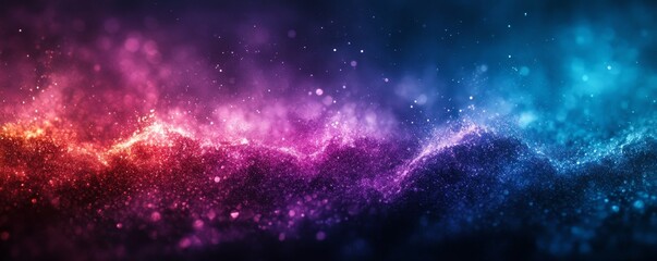 Naklejka premium Purple teal glowing gradient on black background, grainy texture header design, Generative AI