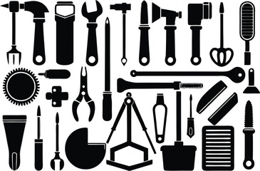 Obraz premium silhouette tools vector icon set