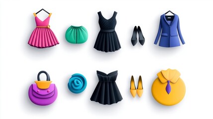 Colorful and Playful Clothing and Accessories in 3D Illustration