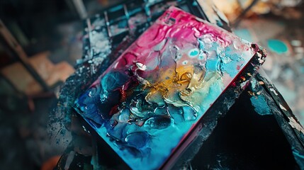 Abstract Colorful Painting: Vibrant Hues and Dynamic Texture