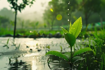 green leaves and drops