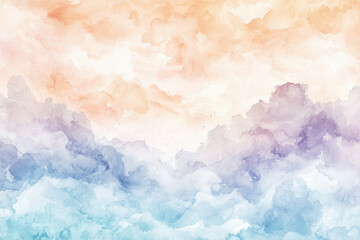 Dreamy watercolor texture evokes the serenity of a tranquil sky at dawn with soft hues and gentle cloud formations
