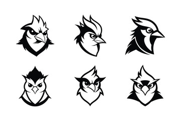 Blue Jay (Cyanocitta cristata) mammal animal, labeled silhouette vector art illustration.