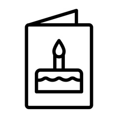 Birthday Gift Card Vector Line Icon Design