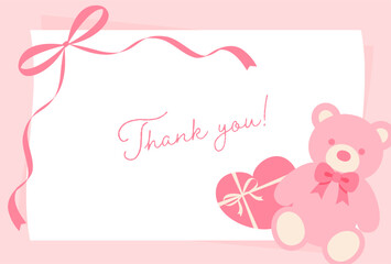 valentine vector background with a pink teddy bear