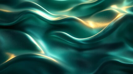 Obraz premium Dark teal green glowing gradient wave on black background, vibrant noise texture, Generative AI