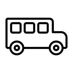 School Bus Vector Line Icon Design