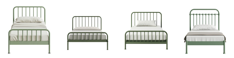 Minimalist metal bed frame in a modern  contemporary bedroom interior design with clean lines and a cozy  comfortable atmosphere for relaxation and rest