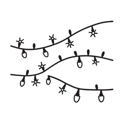 Minimalist String Lights Illustration - Black and White Festive Design