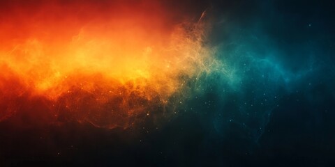 Orange teal glowing gradient on black background, noise texture banner design, Generative AI